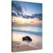 Tableau Moderne Plage Mer Coucher De Soleil Pierres 70x100