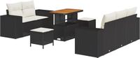 vidaXL Tuinbank Set 8 stuks Zwart Polyrattan