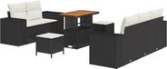 vidaXL Banc de jardin 8 pièces noir polyrattan