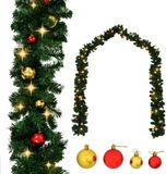 vidaXL Guirlande de Noël décorée de boules de Noël et de lumières LED 10 m