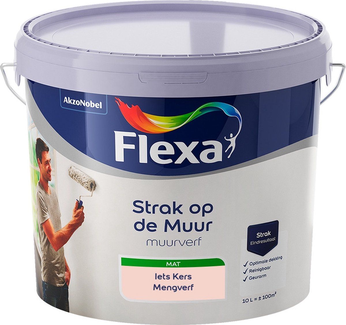 FLEXA Strak op de Muur Muurverf - Mat - Mengkleur - Iets Kers - 10 liter