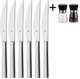 WMF Steakmessen Nuova - 6 stuks - Inclusief GRATIS Cookinglife Peper- en Zoutmolenset