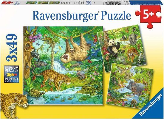 Ravensburger Puzzel In het oerwoud - 3 x 49 stukjes