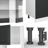 Vicco R-Line Complete keukeneenheid – 300 cm met hoge kast, WB Marmer Antraciet landhuis/wit