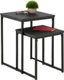Merkloos Relaxdays bijzettafel set van 2, vierkant, metaal, industrieel, zwart