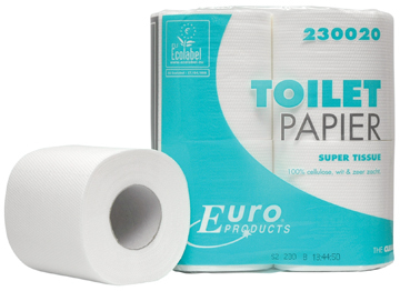 Europroducts toiletpapier 2-laags 200 vellen pak van 4 rollen