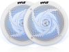 Pyle Marine Luidsprekers – 2-weg Waterdicht en Weerbestendig Speakers- Buitenluidsprekers – Luidsprekers voor Boten - Stereosysteem met LED-lampen-100 Watt