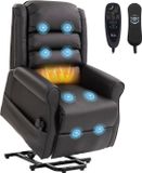 Homcom Elektrische opstaanse stoel, met massage- en warmtefunctie, USB-aansluiting, donkerbruin