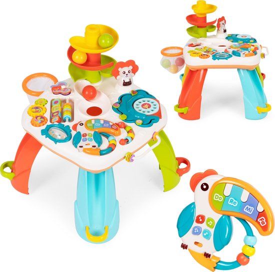ECOTOYS Activiteitentafel - Speeltafel Baby - 46x46x51 cm - Kleurrijk - Kunststof - Met Geluid