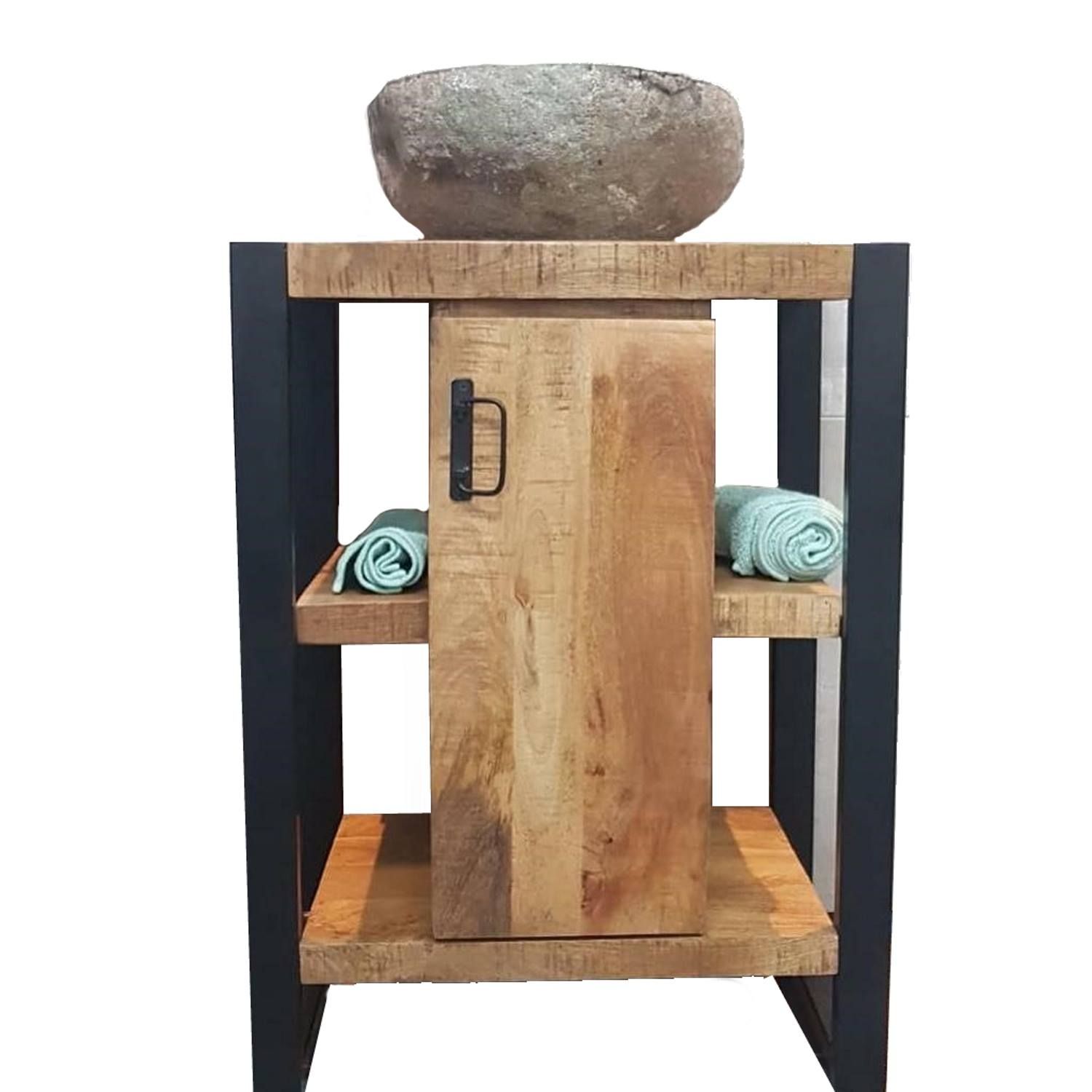 Boss & Wessing Mineola Onderkast - Mango Hout - 60x40x81 cm - Zwart Metaal