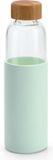 Merkloos / Sans marque Stricker Europe Waterfles - glas - mintgroene siliconen hoes - 600 ml - BPA-vrij - vaatwasserbestendig