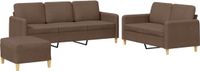 vidaXL 4-delige Loungeset met Kussens Stof Bruin