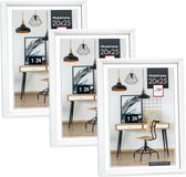 Zep Fotolijst - 3x stuks - wit - kunststof - voor foto van 20 x 25 cm - staand / hangend