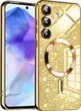 Techsuit Luxury Glitter Back Cover hoesje met MagSafe voor Samsung Galaxy A55 - Goud
