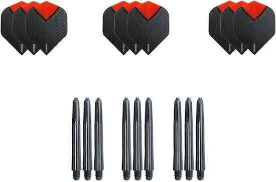 Dragon Darts - Dartset - 3 sets dart flights en 3 sets nylon darts shafts - 18 pcs - Oranje - darts flights