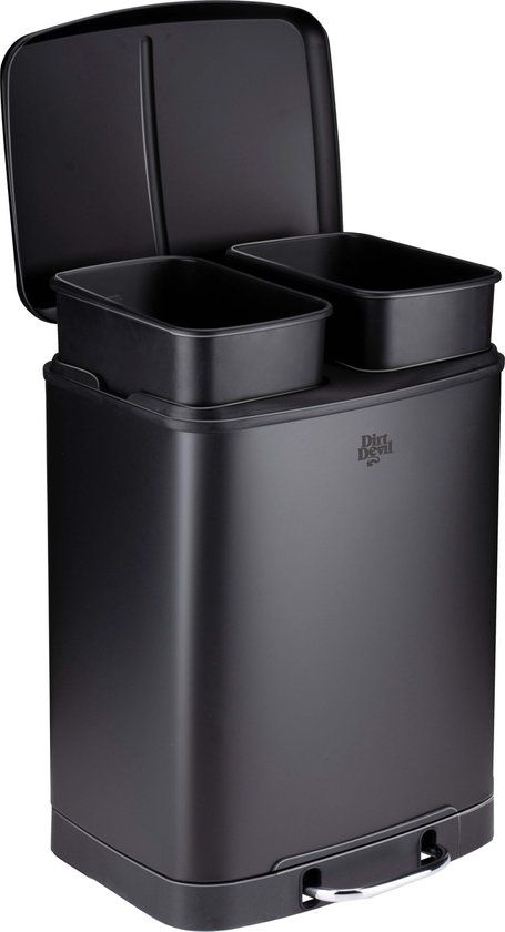 Dirt Devil Pedaalemmer - Prullenbak Afvalscheiding - 2x 12L - Zwart