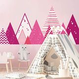 Ambiance-Sticker Muursticker voor kinderen, reuzendecoratie, Scandinavische bergen voor kinderkamer, Mika, 45 x 180 cm, 1 stuk