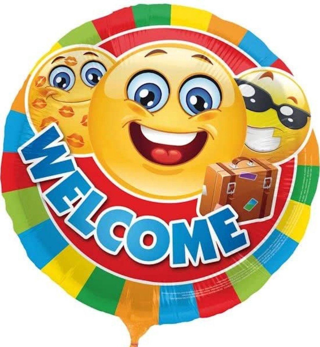 Folieballon - Welcome - Smiley - 45cm - Zonder vulling