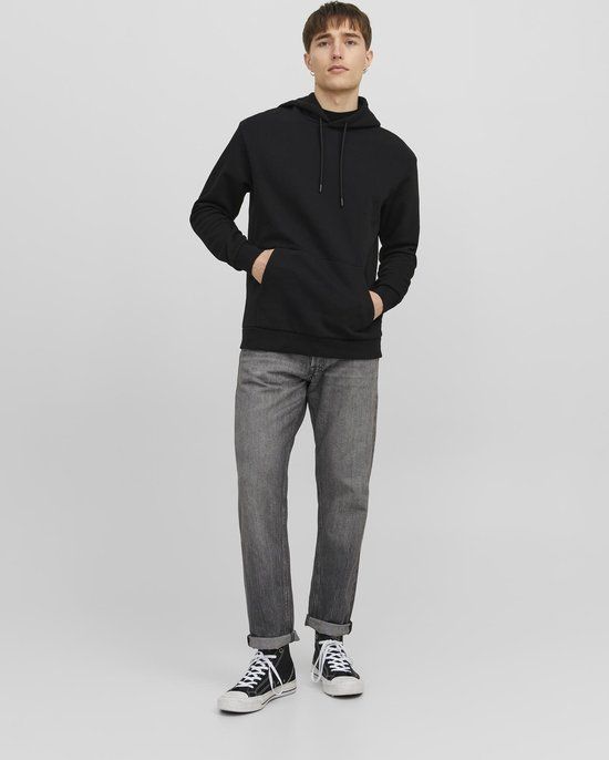JACK&JONES JJEBRADLEY SWEAT HOOD NOOS Heren Trui - Zwart - Maat XL