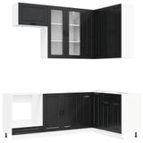 vidaXL Unité de cuisine PORTO 8 pc Noir Bois d'ingénierie