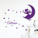 Gepersonaliseerde Fairy on the Moon Gepersonaliseerde naamstickers | Kinderkamerwanddecoratie | 2 Vellen van 30 x 20 cm en 60 x 25 cm - Paars