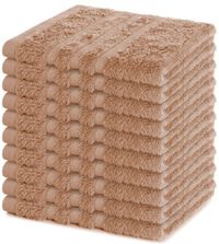 Lavea® Set van 10 Washandjes 30x30 cm | 100% Katoen | Cappuccino