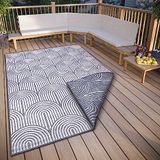 Hanse Home Pangli Outdoor tapijt, weerbestendig, omkeerbaar, Scandinavische stijl, boho, waterdicht, effen, geometrisch, 3D-effect, voor tuin, balkon, terras, woonkamer, zilver, 160 x 230 cm