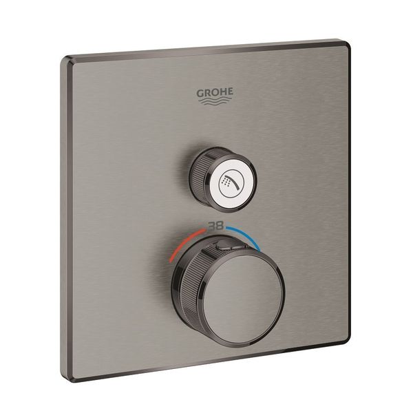 GROHE Grohtherm SmartControl Inbouwthermostaat - 2 knoppen - vierkant - brushed hard graphite 29123AL0