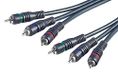 PremiumCord RCA-kabel HQ, 3x RCA stekker naar 3x RCA stekker, kwaliteit audio video verbindingskabel, stereo, voor tv, mobiele telefoons, MP3, HiFi, kleur zwart, 2 m