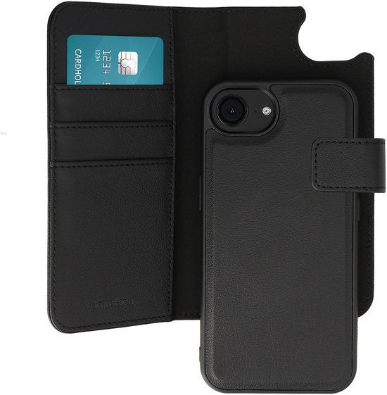 imoshion Hoesje - Geschikt voor Apple iPhone 17e / 16e - Uitneembare 2-in-1 Luxe Bookcase - Zwart