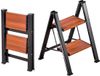Merkloos Latios Keukentrap - 2 Treden - Opvouwbaar - Antislip Treden - Aluminium - Draagvermogen 150 kg - Houtlook