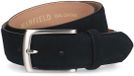 Manfield - Unisex - Donkerblauwe suède riem - Maat 105