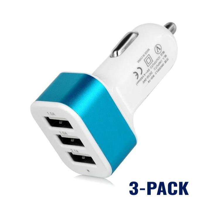 Stuff Certified 3-Pack High Speed 3-Port Autolader/Carcharger Blauw