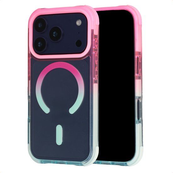 Selencia Gradient Backcover met MagSafe voor de Apple iPhone 17 Pro - Roze / Blauw
