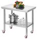 Acier inoxydable établi pour la cuisine, avec roulettes, 90x60x85 cm, avec hauteur réglable