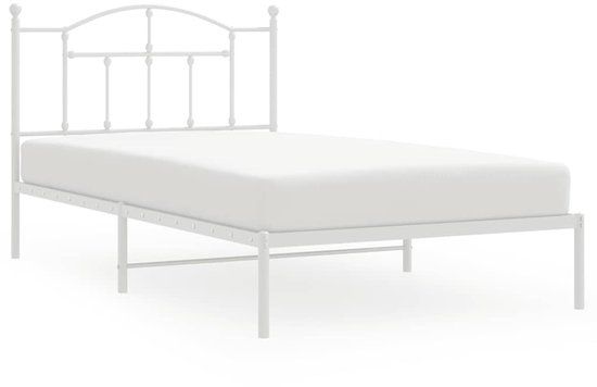 vidaXL Bedframe met hoofdbord metaal wit 107x203 cm