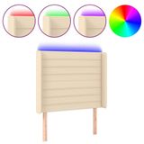 VidaXL Hoofdbord met LED-strip Crème Polyester, Hout 830 mm x 160 mm x 1180 mm - 1280 mm