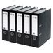 VON Leitz 10531095 Ordner, A4, 100% gerecycled karton, voor 600 vellen, rugbreedte 80 mm, klassiek gemarmerd, blauwe engel & FSC-gecertificeerd, voor school, studie en thuis, zwart, 5 stuks