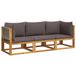 vidaXL Ensemble de banc de jardin 3 pièces avec coussins, acacia & corde
