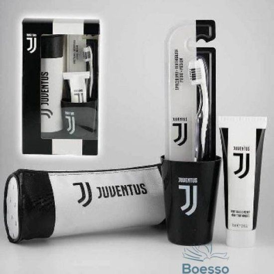Juventus Tandverzorgingsset - tandpasta - toilettas - beker - tandenborstel - Volwassenen