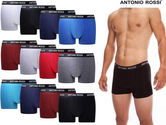ANTONIO ROSSI Boxershorts Heren - 12 Stuks - Classic Basic Kleuren - Maat S