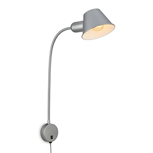 Briloner - Bedlamp flexibel, bedlamp verstelbaar, tuimelschakelaar, 1x E27 fitting max. 10 Watt, incl. snoer, chroom mat, 55 cm