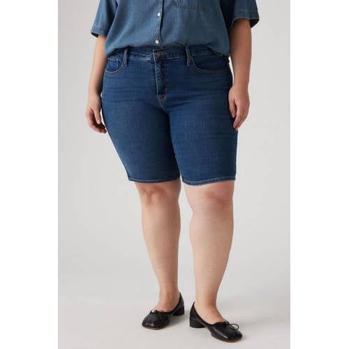 Levi's Plus denim slim regular waist denim short medium blue denim
