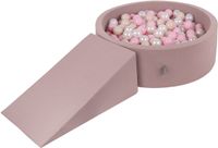 KiddyMoon Schuim speelplaats met helling en ballenbad 200 ballen - Foam hindernisbaan baby - Wasbare hoes - Heide: Pastelbeige Poederroze Parelmoer