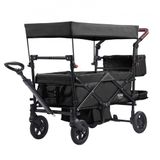 VEVOR Chariot pliable pour 2 enfants, charge 25 kg, poussette avec poignée réglable, ceinture de sécurité, auvent amovible, roue à freins, chariot de transport multifonction pour camping, plage, noir