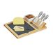 Relaxdays Kaasplank met leisteen dienblad, kaasbestek, sauskom, 4 serveervorken, bamboe kaasplank, natuur/zwart