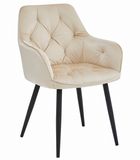 Leobert Chaise Jork - Beige Velvet - Zwarte Metaalpoten