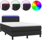vidaXL Boxspringbed met matras en LED-verlichting, zwart, 120x190 cm, kunstleer