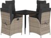 vidaXL Ensemble de jardin 5 pièces avec coussins, gris, polyrotin