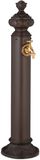 Relaxdays waterzuil antiek met kraan, HBD: 87x20,5x24 cm, tuin buitenkraan, staand, bruin